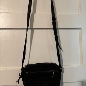 Patricia Nash Black Leather Crossbody Bag with Adjustable Strap